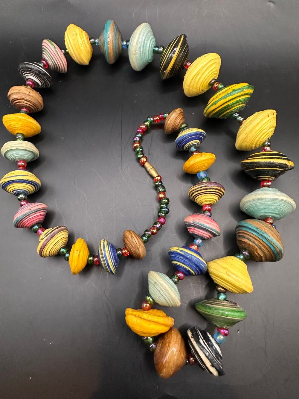 Paper Oversized Lagenlook Pastel Colors Necklace Lightweight Costume Jewelry